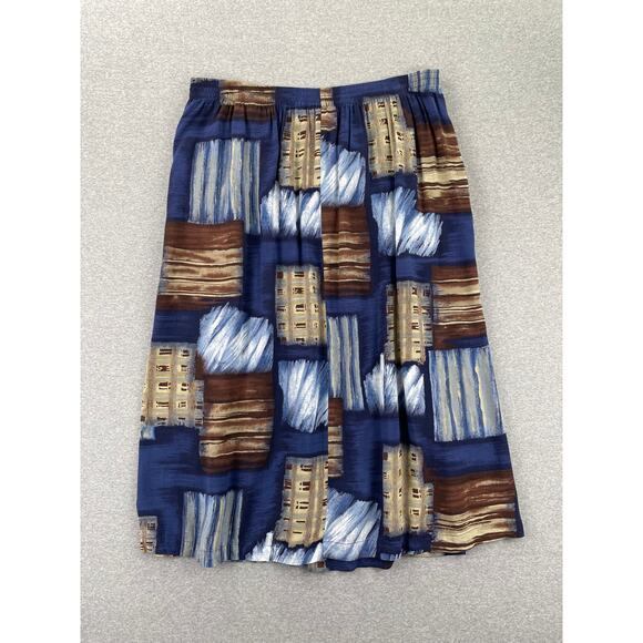 Vintage Y2K 90s Sag Harbor Maxi Skirt Large Blue Brown Geometric Funky Abstract - Picture 2 of 16